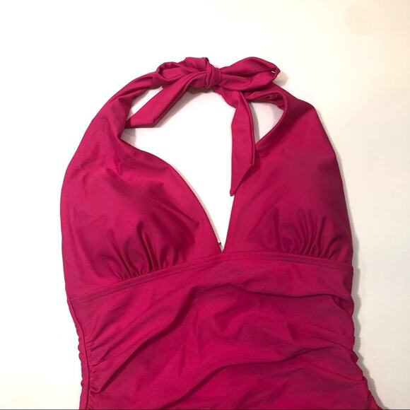 Tommy Hilfiger Shirred Halter One Piece Swimsuit - Picture 4 of 7